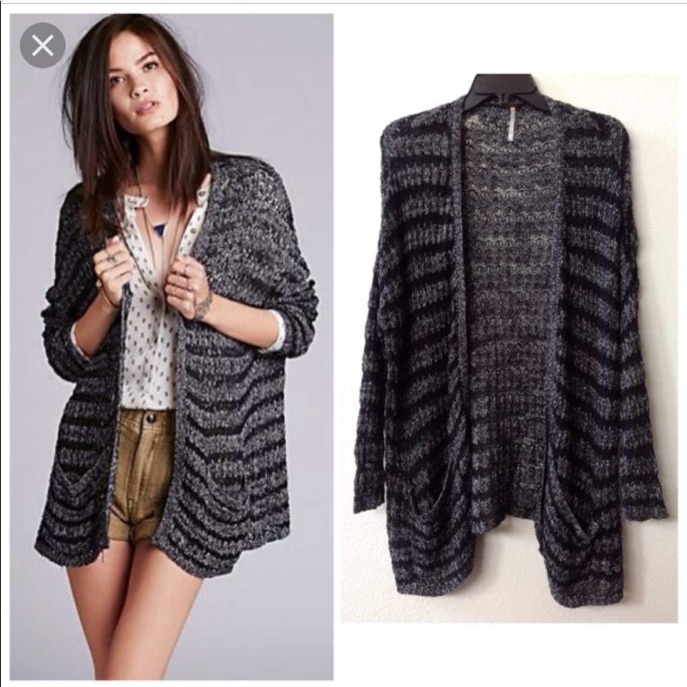 Free people black and white stripped cardigan